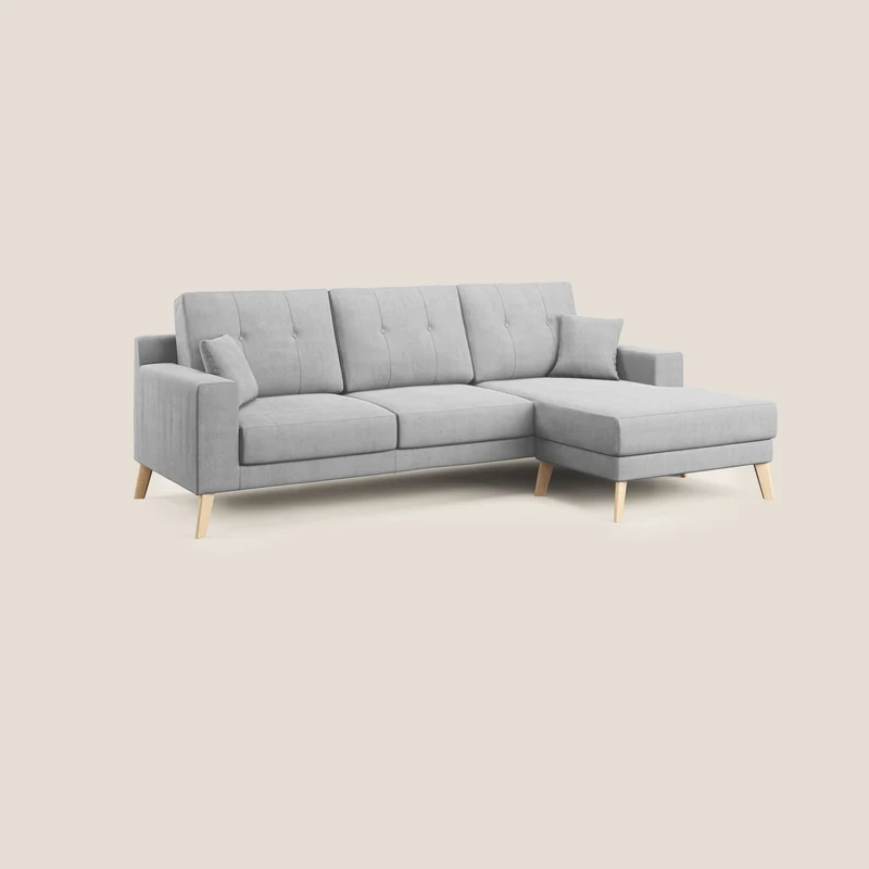 Danish canapé d'angle moderne reversible en tissu doux imperméable T02 gris clair