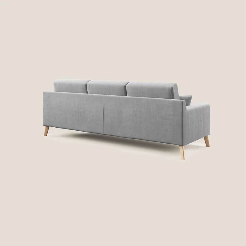 Danish canapé d'angle moderne reversible en tissu doux imperméable T02 gris clair