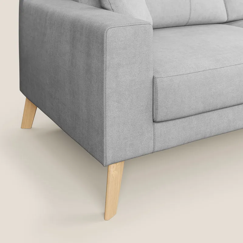 Danish canapé d'angle moderne reversible en tissu doux imperméable T02 gris clair