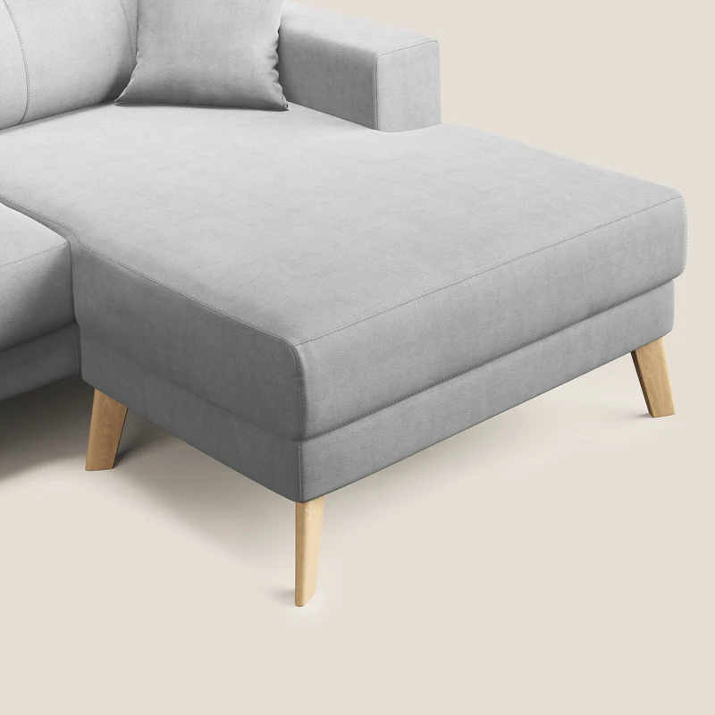 Danish canapé d'angle moderne reversible en tissu doux imperméable T02 gris clair