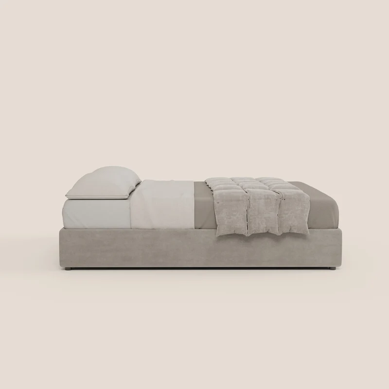 Ina sommier avec ample coffre en microfibre détachable et imperméable T11 gris clair