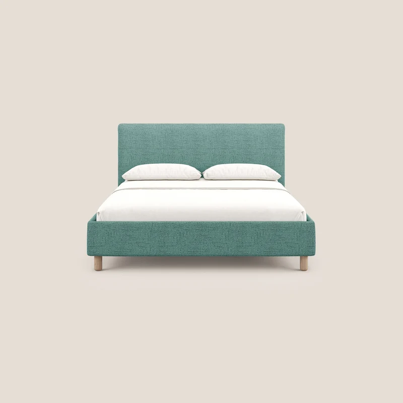Serena lit coffre scandinave compact en tissu flammé imperméable T03 vert d'eau