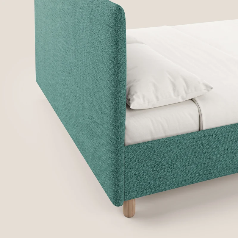 Serena lit coffre scandinave compact en tissu flammé imperméable T03 vert d'eau