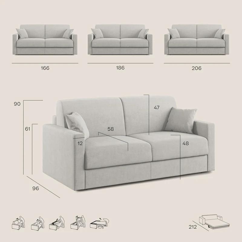 Chris canapé convertible en microfibre détachable T11 bleu