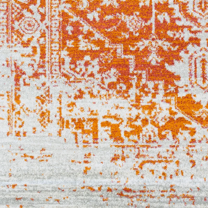Tapis Rond Vintage Oriental Orange/Blanc Rond Syracusa