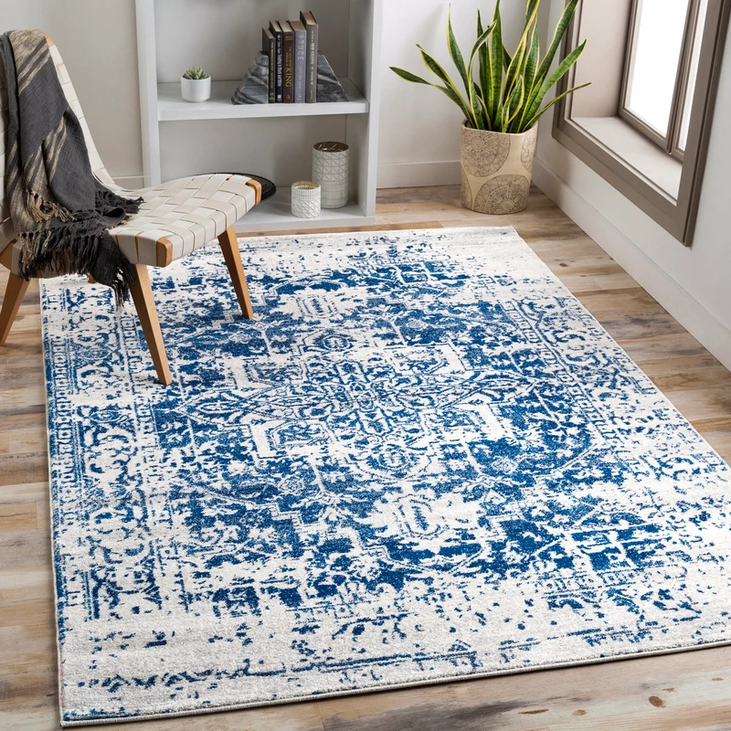 Tapis Vintage Oriental Bleu/Blanc Syracusa