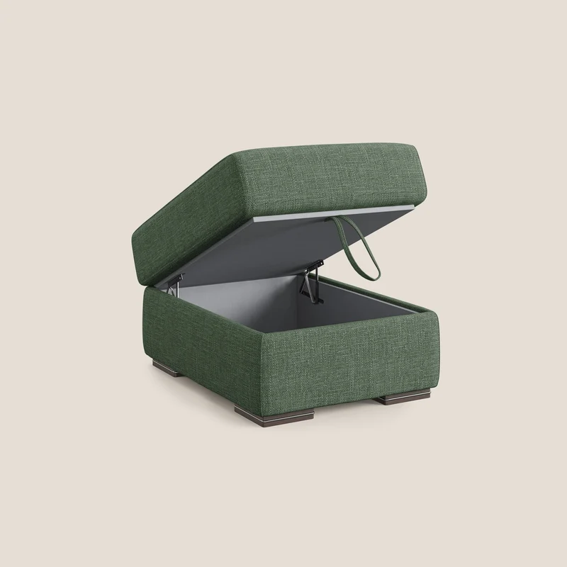 Sun pouf coffre en tissu imperméable doux entrelacé T06 vert