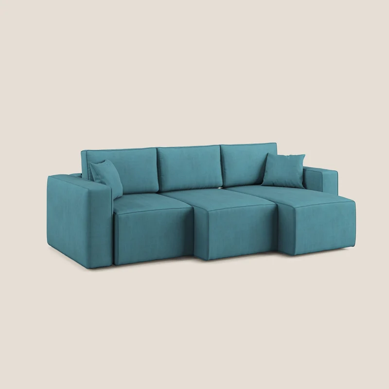 Morfeo Canapé avec 3 assises extractibles en tissu doux imperméable T02 bleu ciel