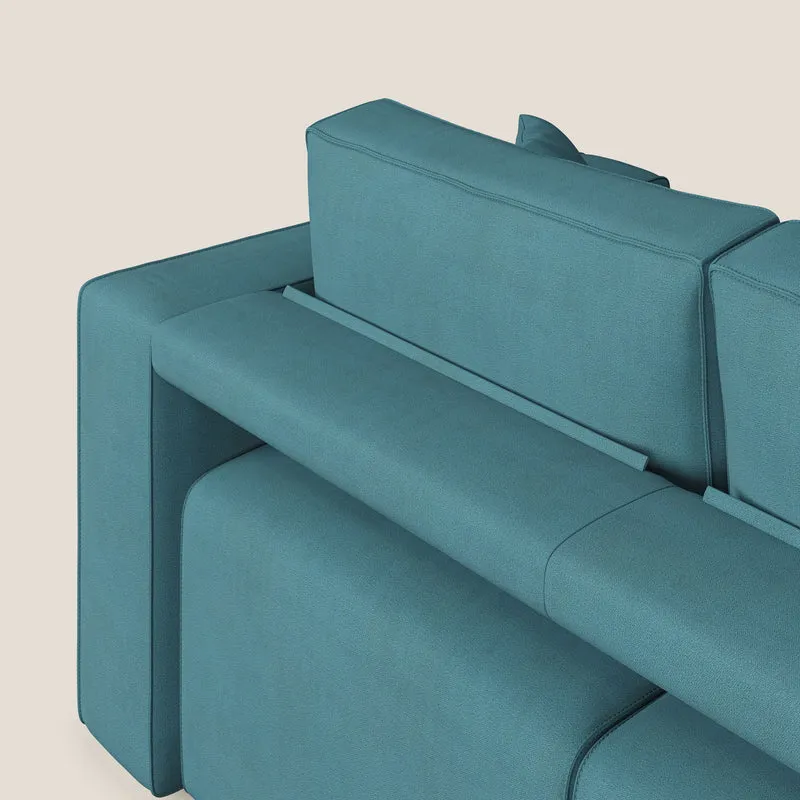 Morfeo Canapé avec 3 assises extractibles en tissu doux imperméable T02 bleu ciel
