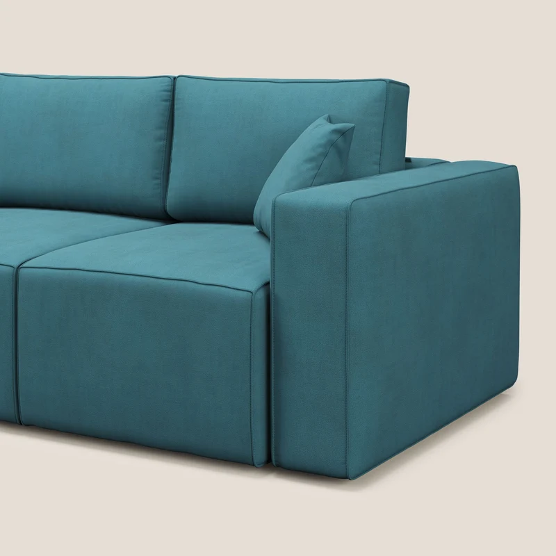 Morfeo Canapé avec 3 assises extractibles en tissu doux imperméable T02 bleu ciel