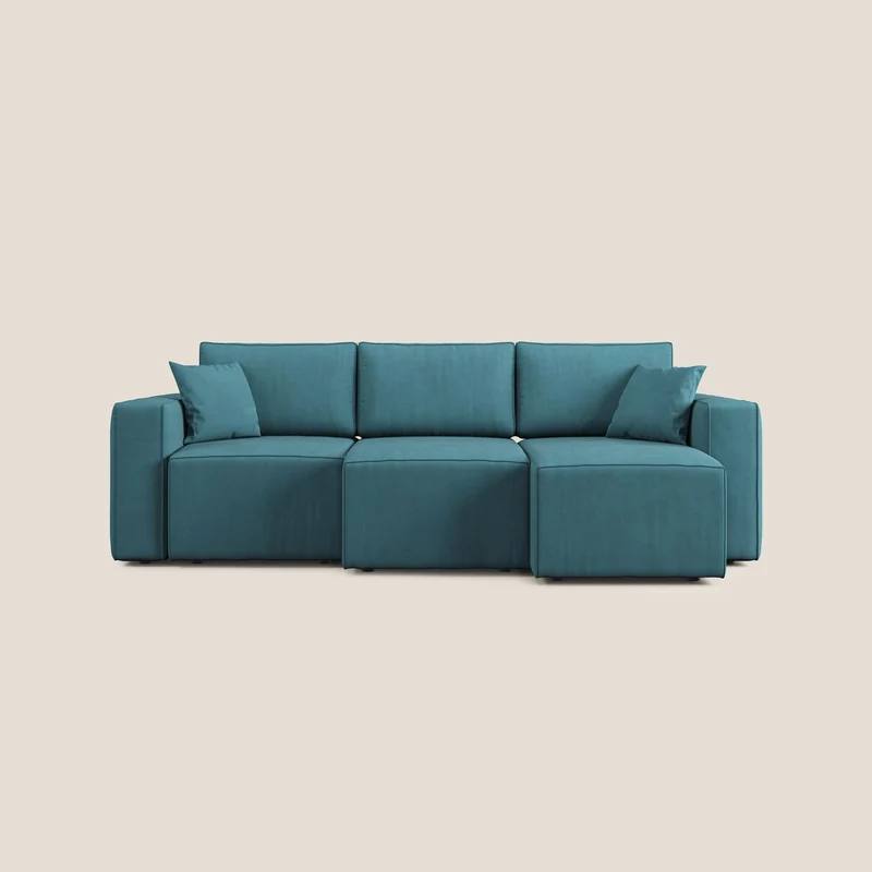 Morfeo Canapé avec 3 assises extractibles en tissu doux imperméable T02 bleu ciel