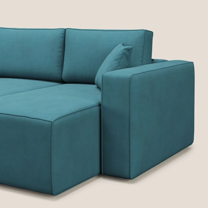 Morfeo Canapé avec 3 assises extractibles en tissu doux imperméable T02 bleu ciel
