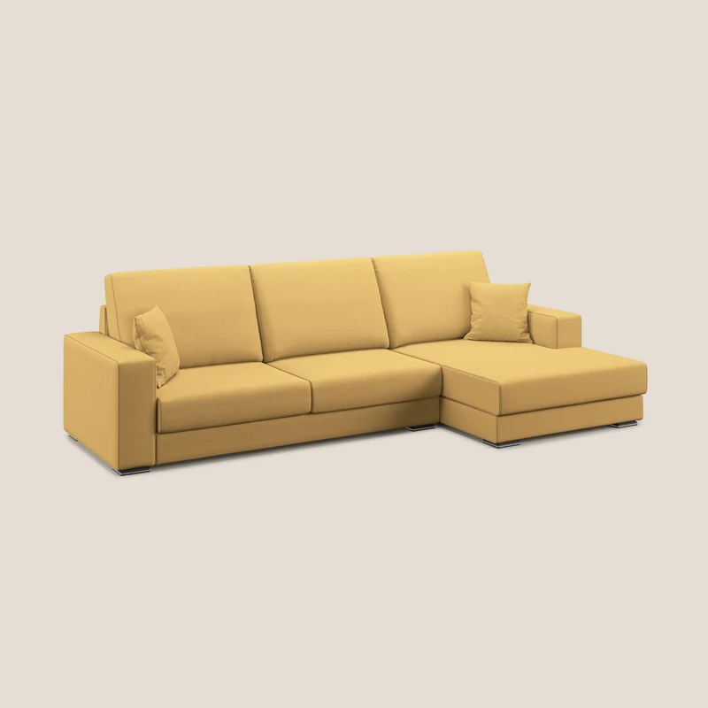 Marte canapé d'angle en tissu détachable et imperméable T08 jaune