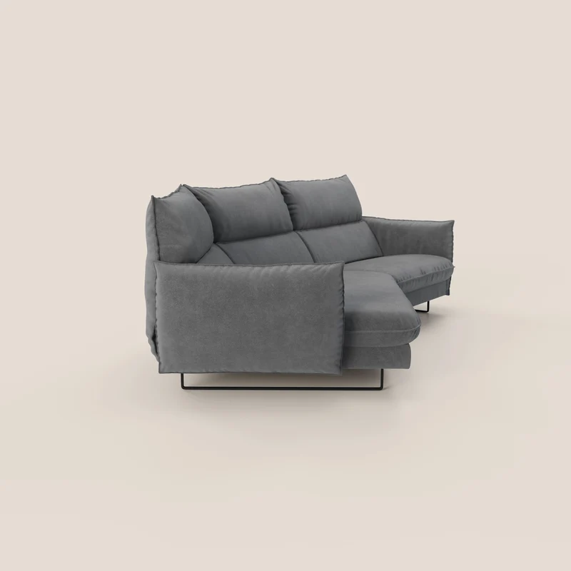 Monamour canapé d'angle au design moderne avec option relax électrique en microfibre détachable imperméable T11 gris