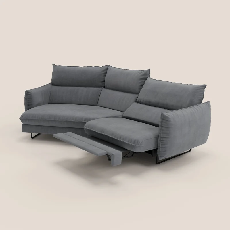 Monamour canapé d'angle au design moderne avec option relax électrique en microfibre détachable imperméable T11 gris