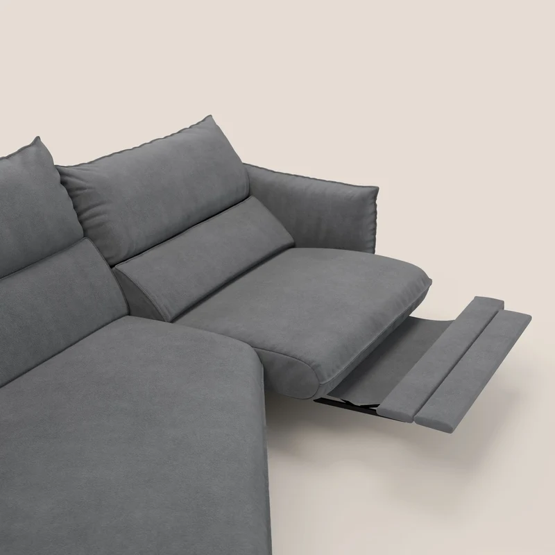 Monamour canapé d'angle au design moderne avec option relax électrique en microfibre détachable imperméable T11 gris