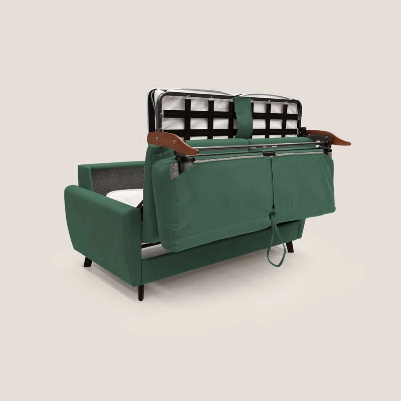 Callisto Canapé lit convertible en tissu doux imperméable T02 vert