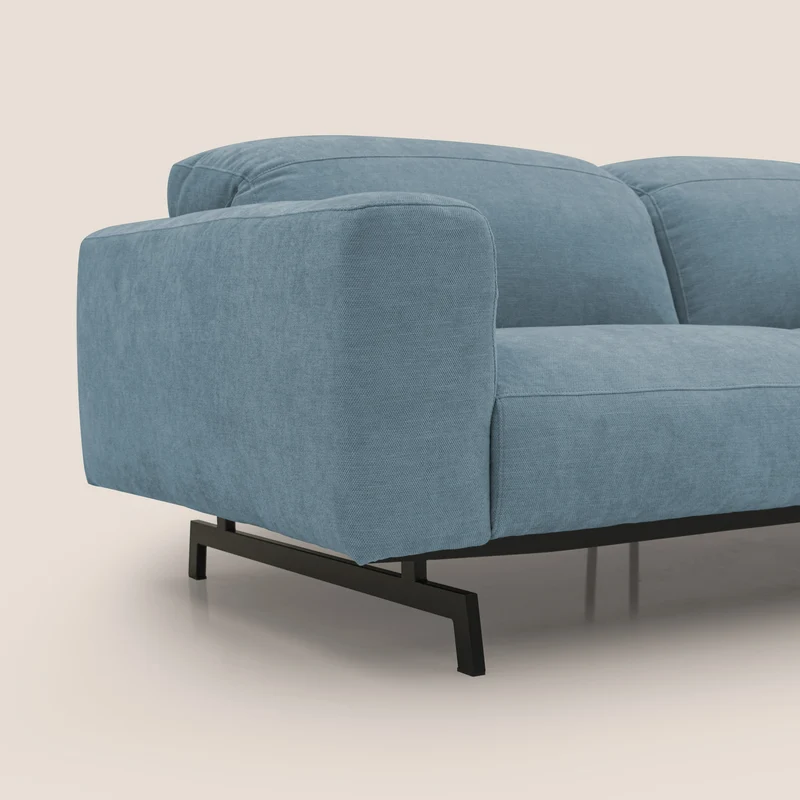 Sakura Canapé d'angle RÉVERSIBLE et modulable en tissu doux et imperméable T14 sucre glace