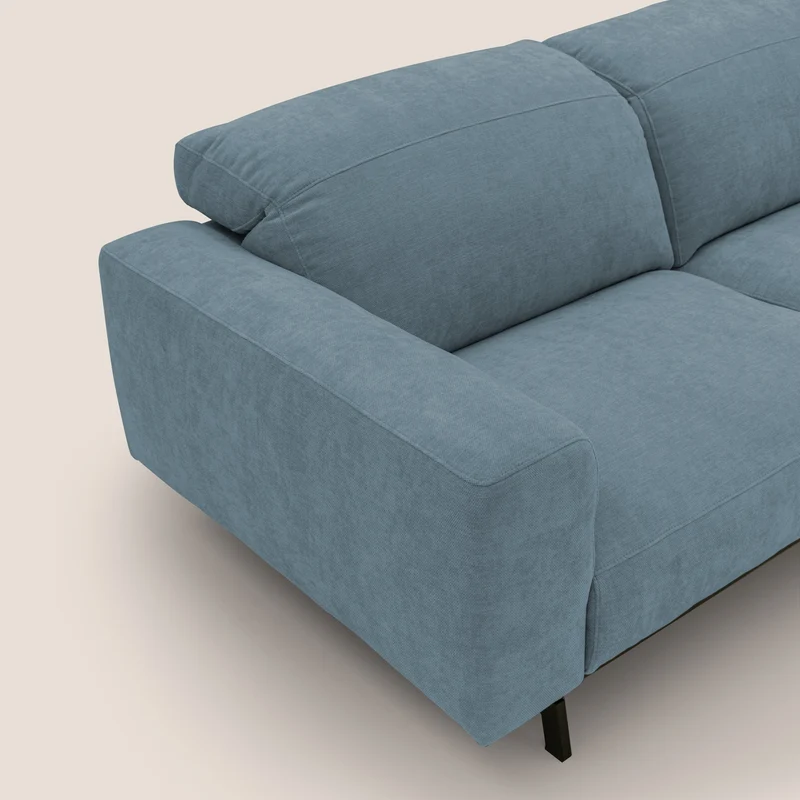 Sakura Canapé d'angle RÉVERSIBLE et modulable en tissu doux et imperméable T14 sucre glace