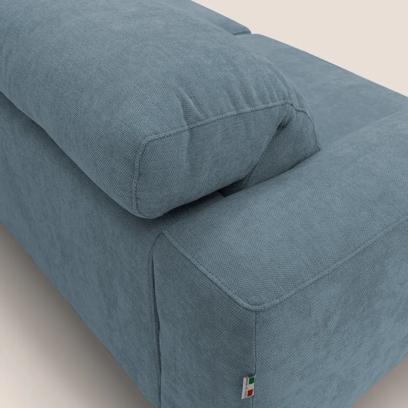 Sakura Canapé d'angle RÉVERSIBLE et modulable en tissu doux et imperméable T14 sucre glace