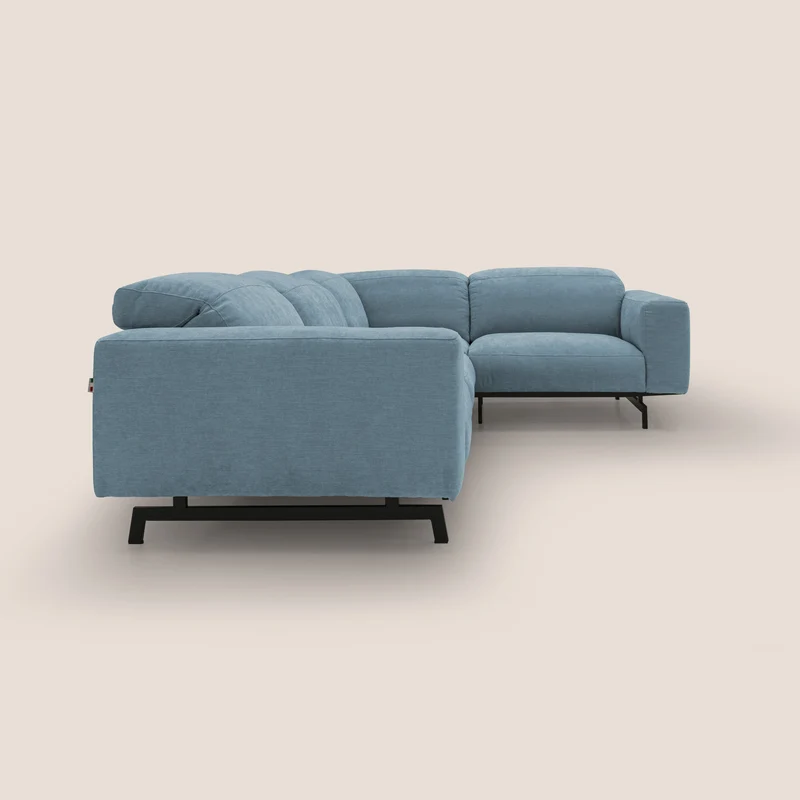 Sakura Canapé d'angle RÉVERSIBLE et modulable en tissu doux et imperméable T14 sucre glace
