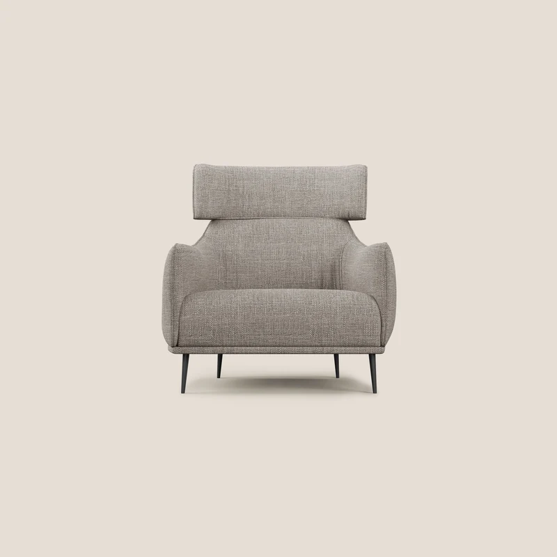 Zelda Fauteuil au design moderne en tissu doux et imperméable T06 Taupe tortora