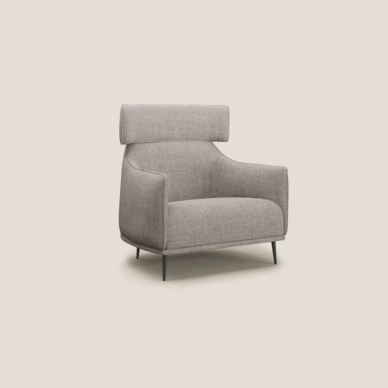 Zelda Fauteuil au design moderne en tissu doux et imperméable T06 Taupe tortora