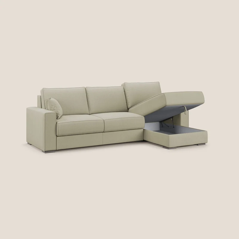 Dream Canapé convertible d'angle en tissu détachable T05 crème