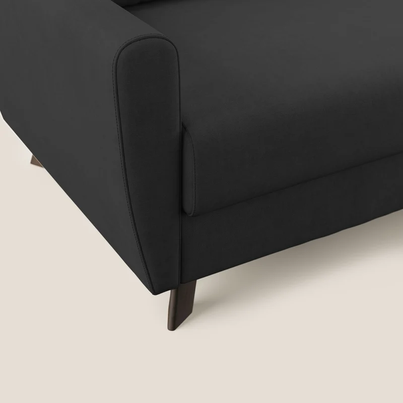 Callisto Canapé d'angle convertible en tissu doux imperméable T02 noir