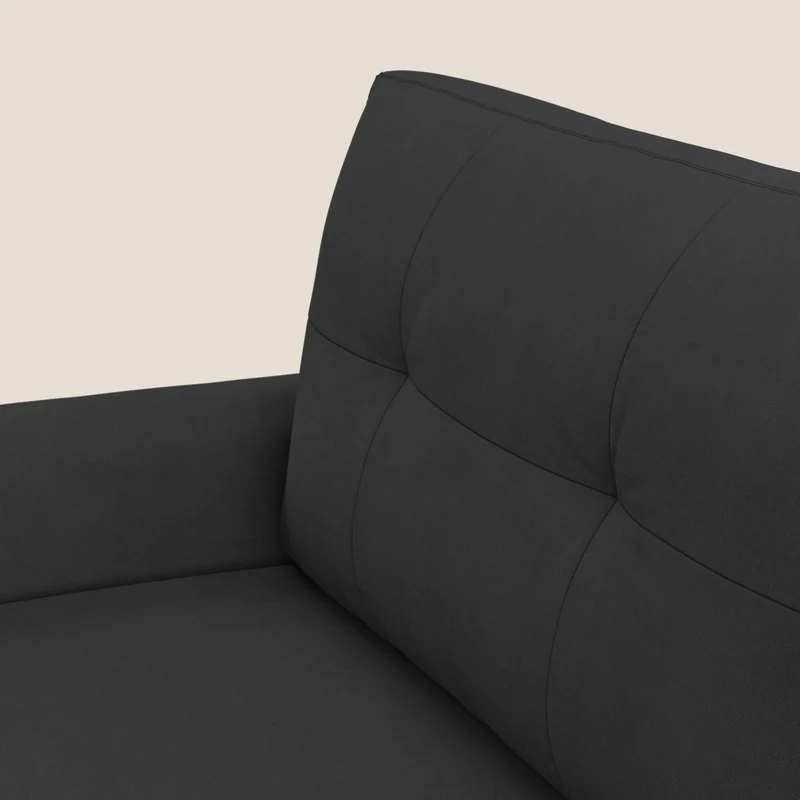 Callisto Canapé d'angle convertible en tissu doux imperméable T02 noir