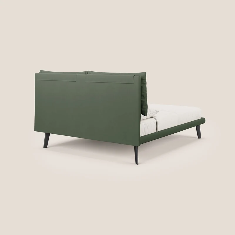 Astrid lit rembourré avec pieds en bois en microfibre détachable T11 vert