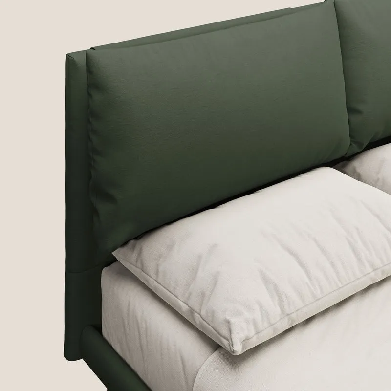 Astrid lit rembourré avec pieds en bois en microfibre détachable T11 vert