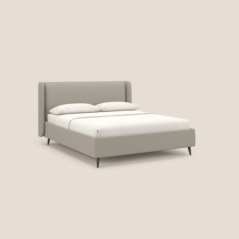 Nadine lit coffre de design et confort italien en tissu imperméable T19 crème