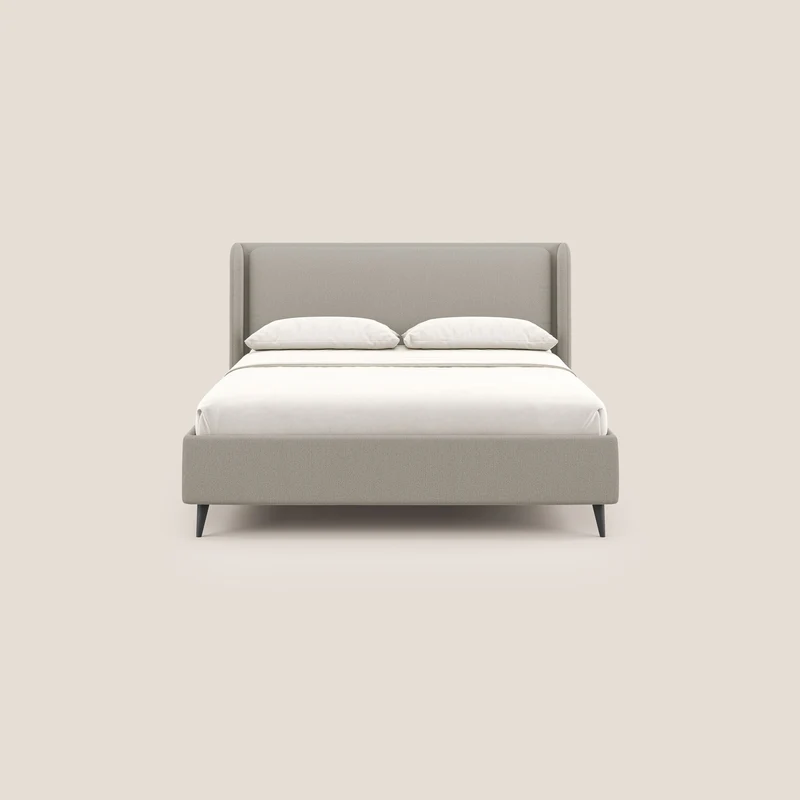 Nadine lit coffre de design et confort italien en tissu imperméable T19 crème