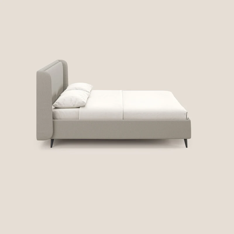 Nadine lit coffre de design et confort italien en tissu imperméable T19 crème