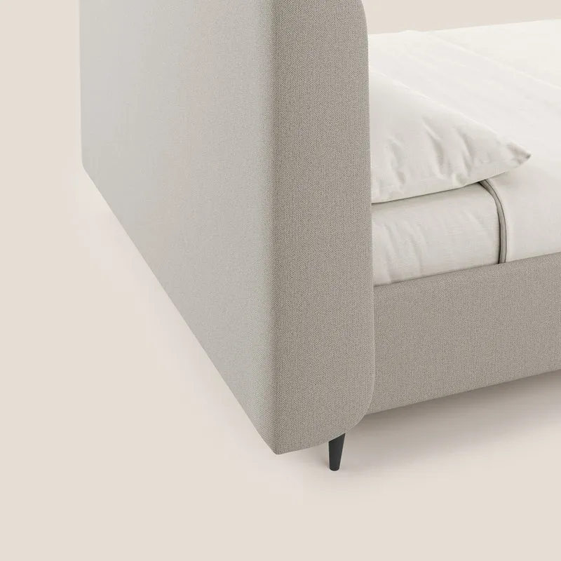 Nadine lit coffre de design et confort italien en tissu imperméable T19 crème