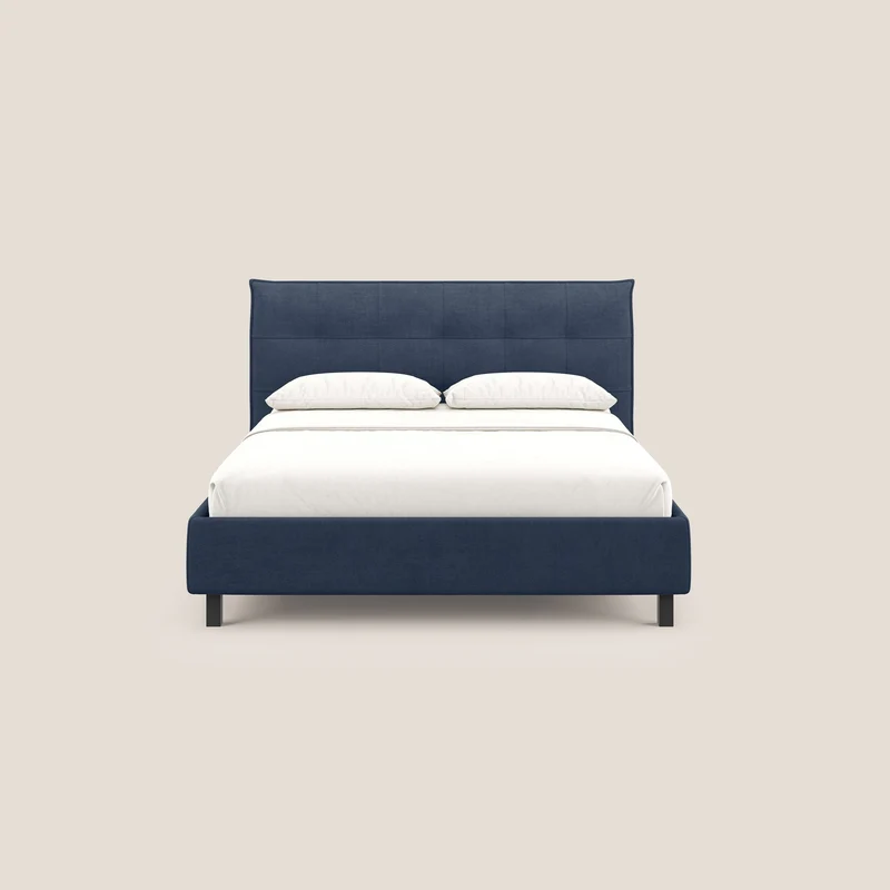 Liam lit coffre avec tête de lit capitonnée en tissu détachable T17 bleu