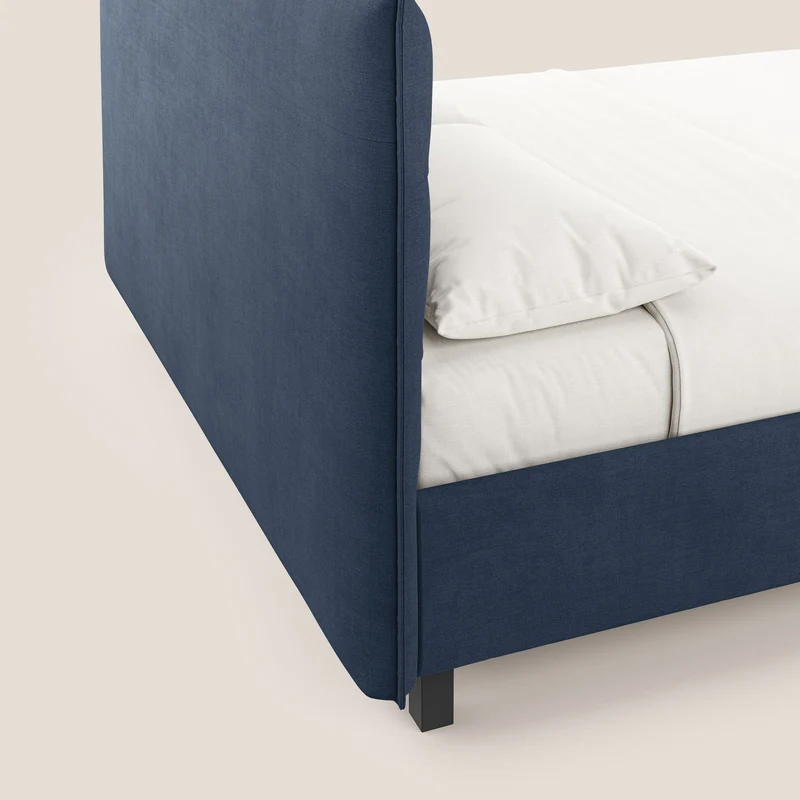 Liam lit coffre avec tête de lit capitonnée en tissu détachable T17 bleu