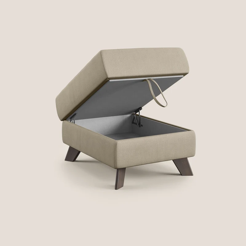 Moon Pouf coffre aux pieds hauts en microfibre imperméable T11 Taupe tortora