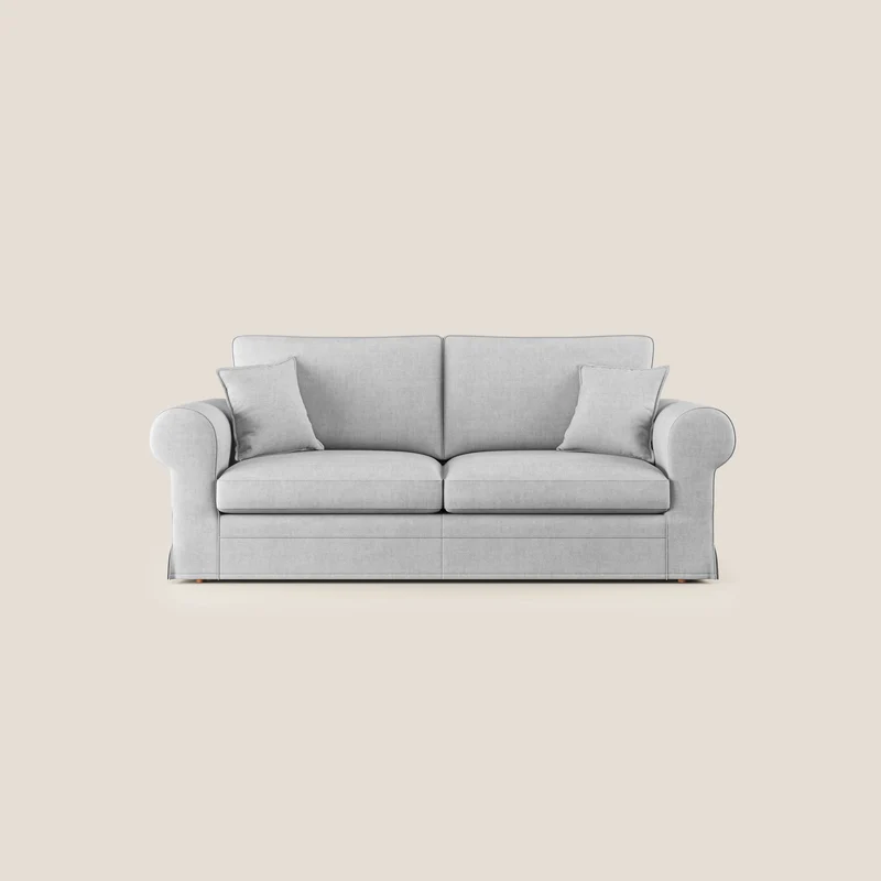Lady canapé classique en plume d'oie réalisé avec un tissu imperméable T02 gris clair