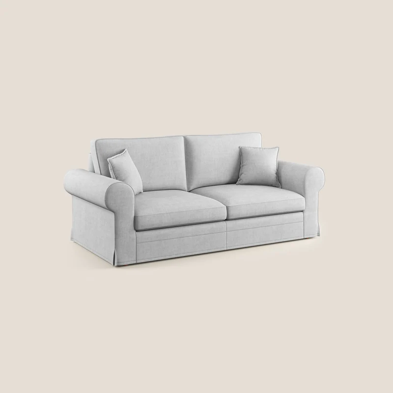 Lady canapé classique en plume d'oie réalisé avec un tissu imperméable T02 gris clair