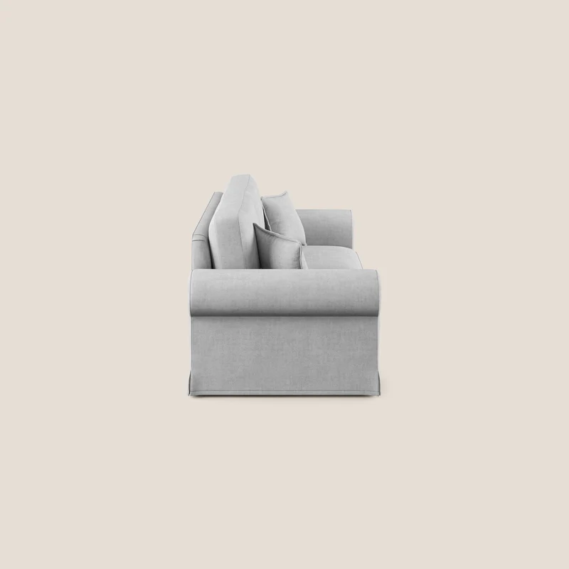 Lady canapé classique en plume d'oie réalisé avec un tissu imperméable T02 gris clair
