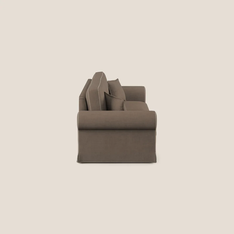 Lady canapé classique en plume d'oie bicolore en tissu imperméable T02 marron - crème