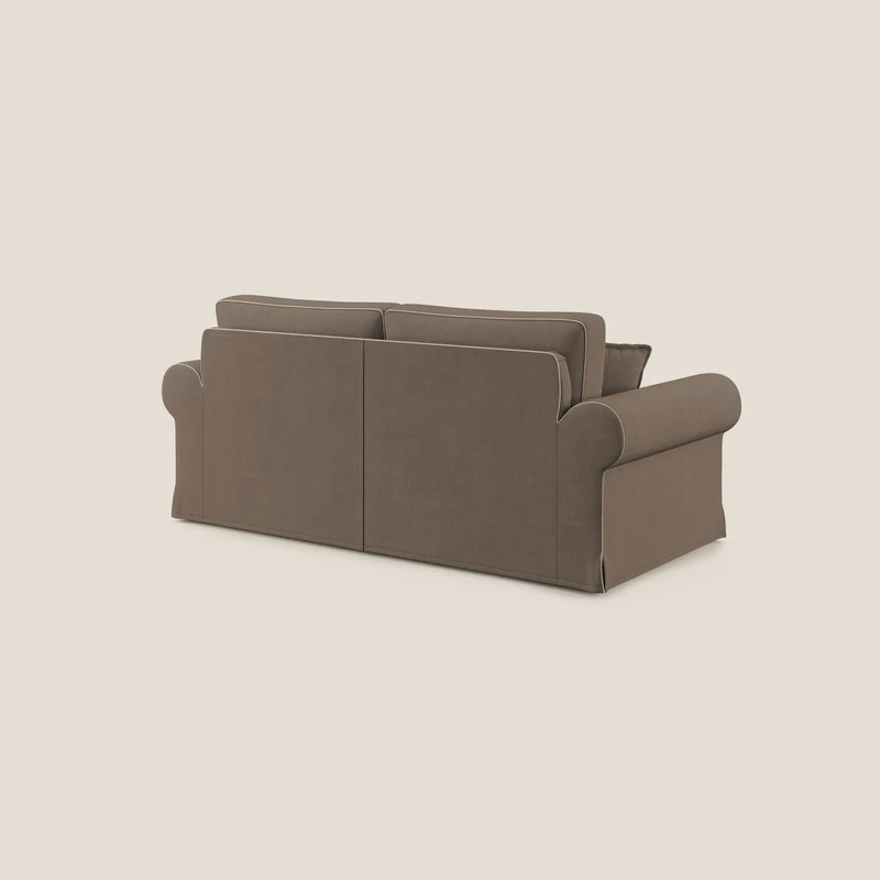 Lady canapé classique en plume d'oie bicolore en tissu imperméable T02 marron - crème