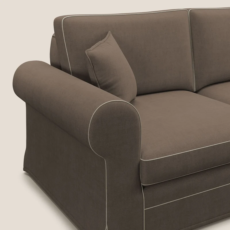 Lady canapé classique en plume d'oie bicolore en tissu imperméable T02 marron - crème