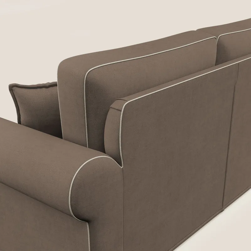 Lady canapé classique en plume d'oie bicolore en tissu imperméable T02 marron - crème