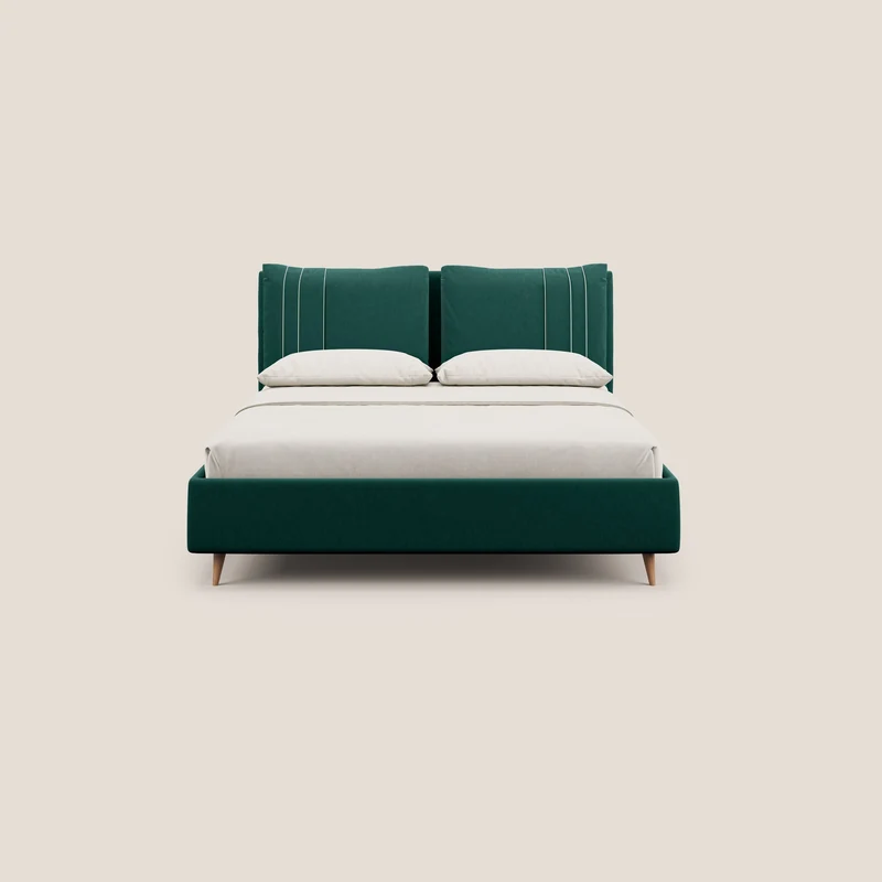 Nathan lit coffre avec coussins réglables et poches en microfibre velours imperméable T09 vert