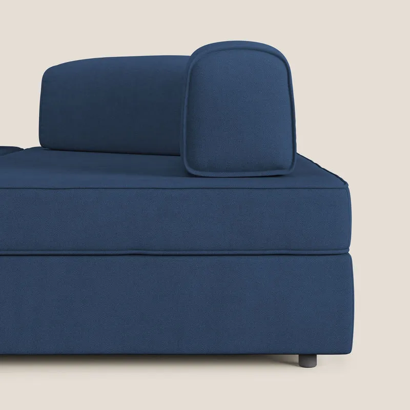 Liberty Canapé d'angle avec pouf extractible et dossiers amovibles en tissu doux imperméable T02 bleu