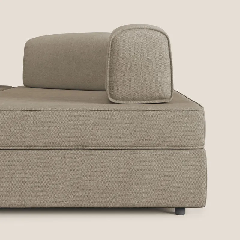 Liberty Canapé d'angle avec pouf extractible et dossiers amovibles en tissu doux imperméable T02 beige