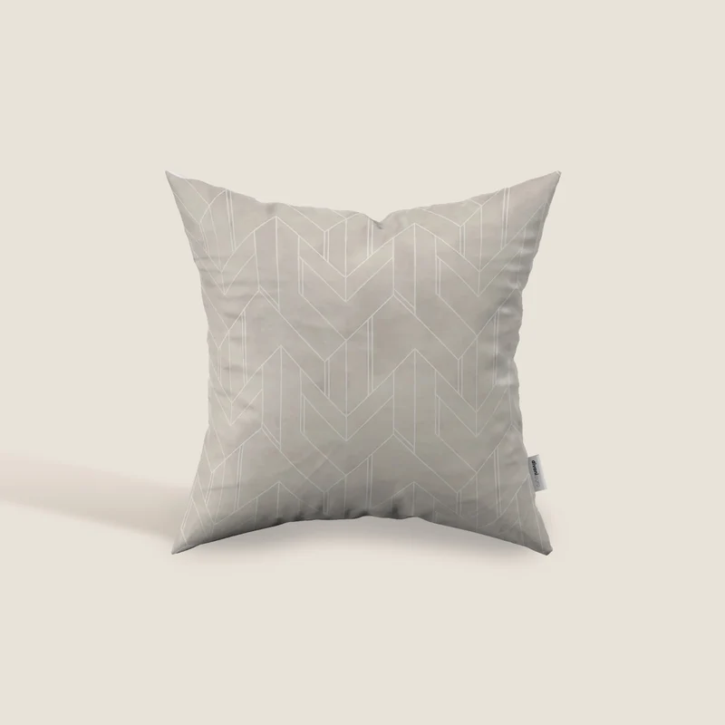 Geometrica coussins à fantaisie géométrique en velours imperméable crème